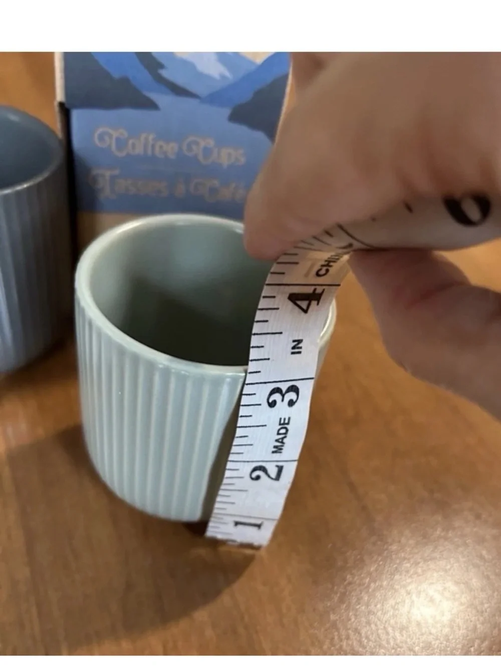Norwex Ribbed Ceramic Coffee Cups Trio - White, Gray, Blue-Green